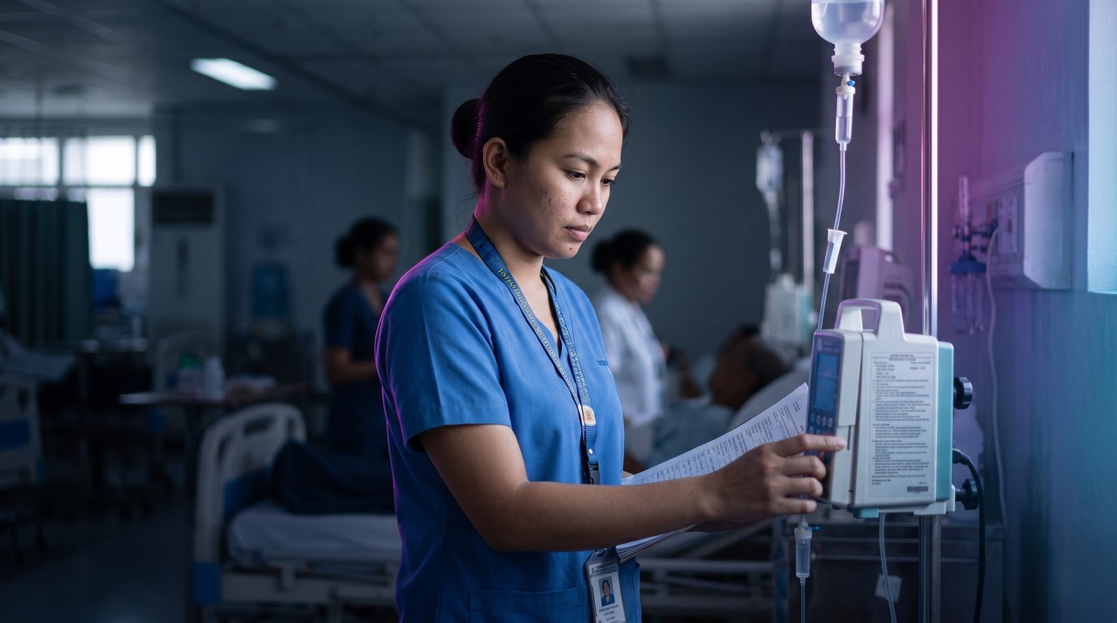 A Filipino nurse organising credentials for an international CV